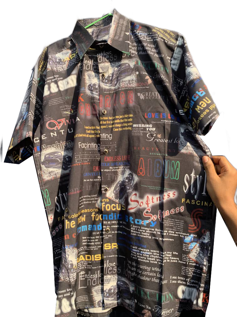 Mens' Loose Vintage Short Sleeve Printed Linen Shirt