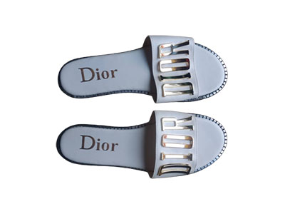 Women Flat Slip On Dior-White