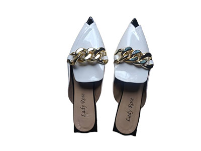 Ladies Fashion Half Slippers Lady Rose Slippers-White