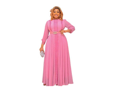 Turkey Belted Dinner/Evening Dress -Pink