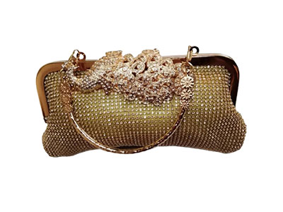 Gold Embellished Crystal Purse