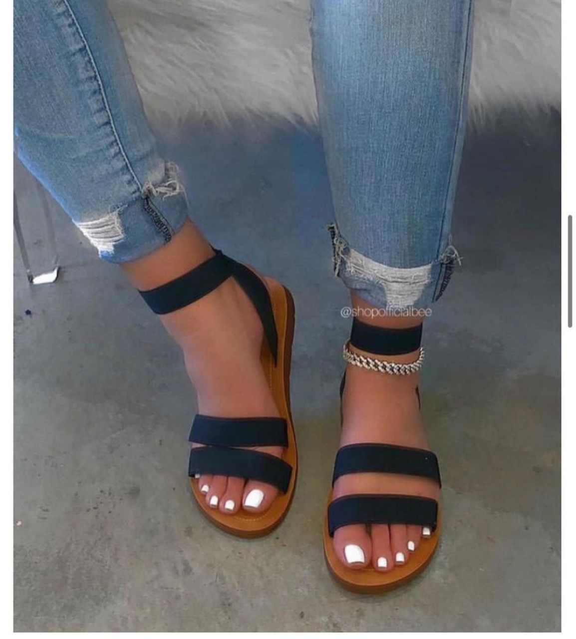 Ladies Light Sandals Platform Casual Sandals- Black