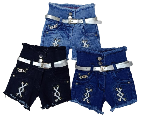 Girls Denmin belted Short High Waist