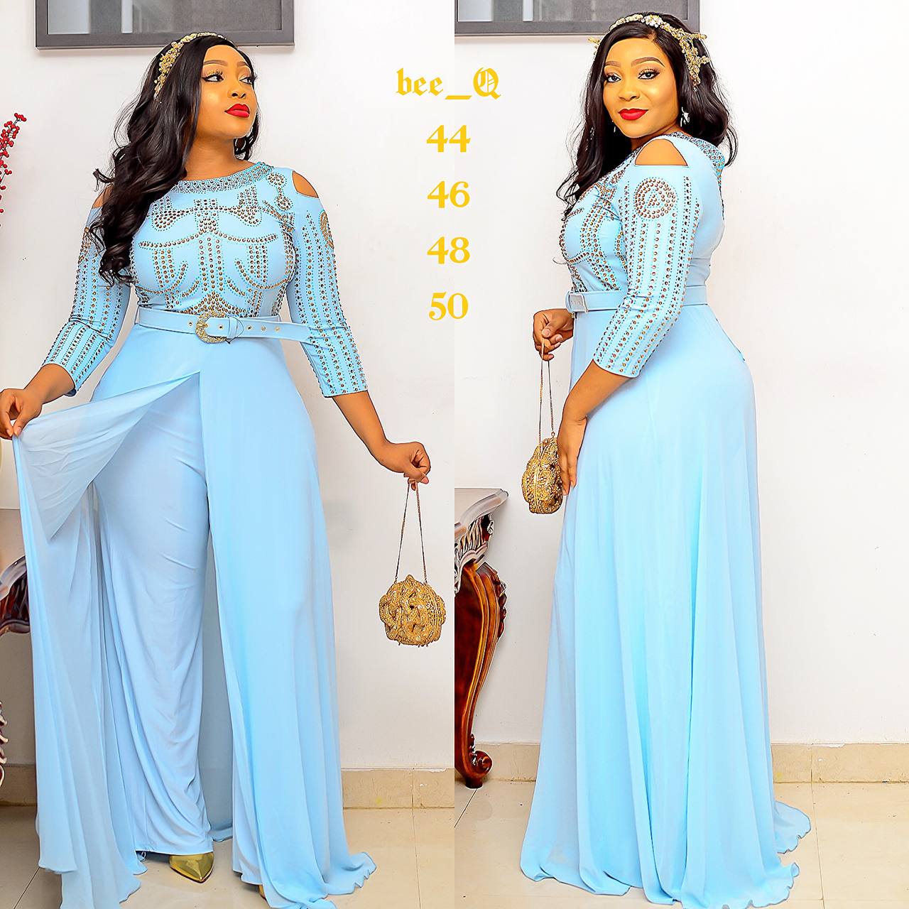 Luxury Elegant belted Up and Down dress