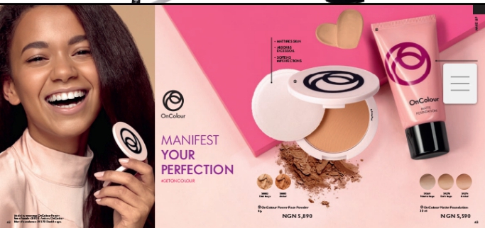 On colour matte foundation and face powder