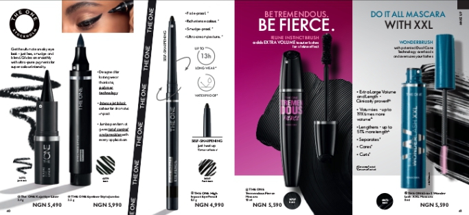 The one eye liner and firece mascara