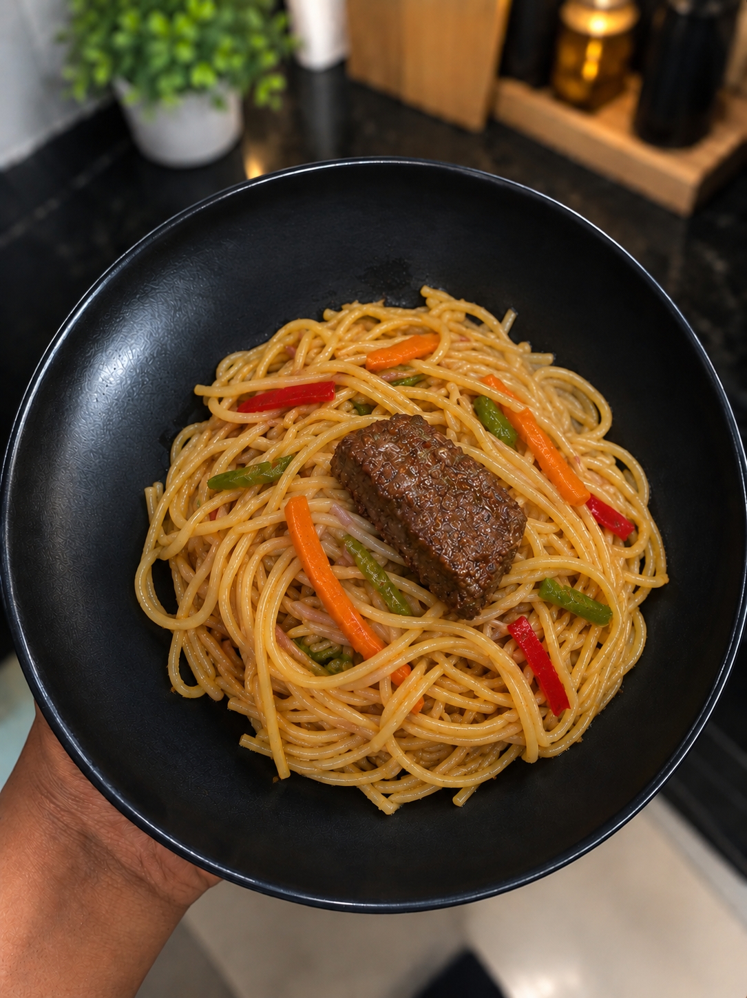 1 portion of Stir Fry Spaghetti with diced beef